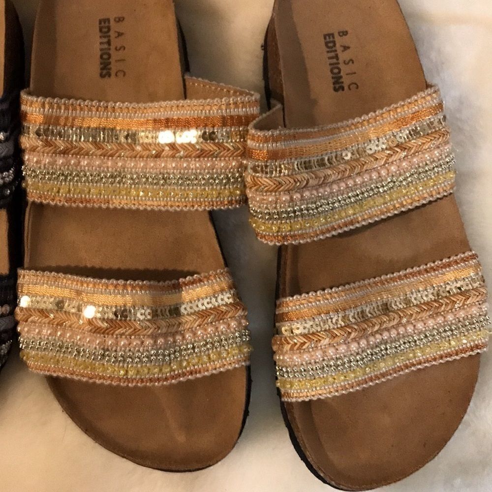 2 pairs of Basic Edition Women’s slip on sandals - Picture 9 of 10